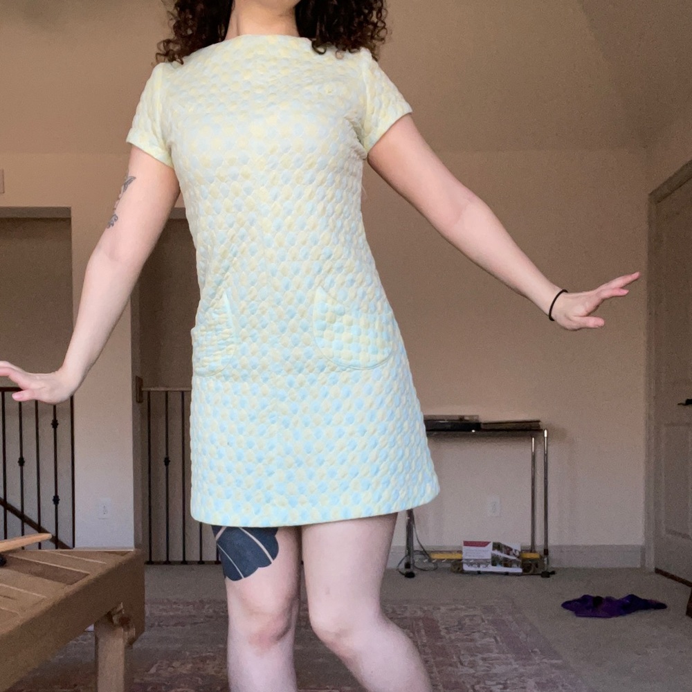 True Vintage 60s mod A-line quilted mini dress